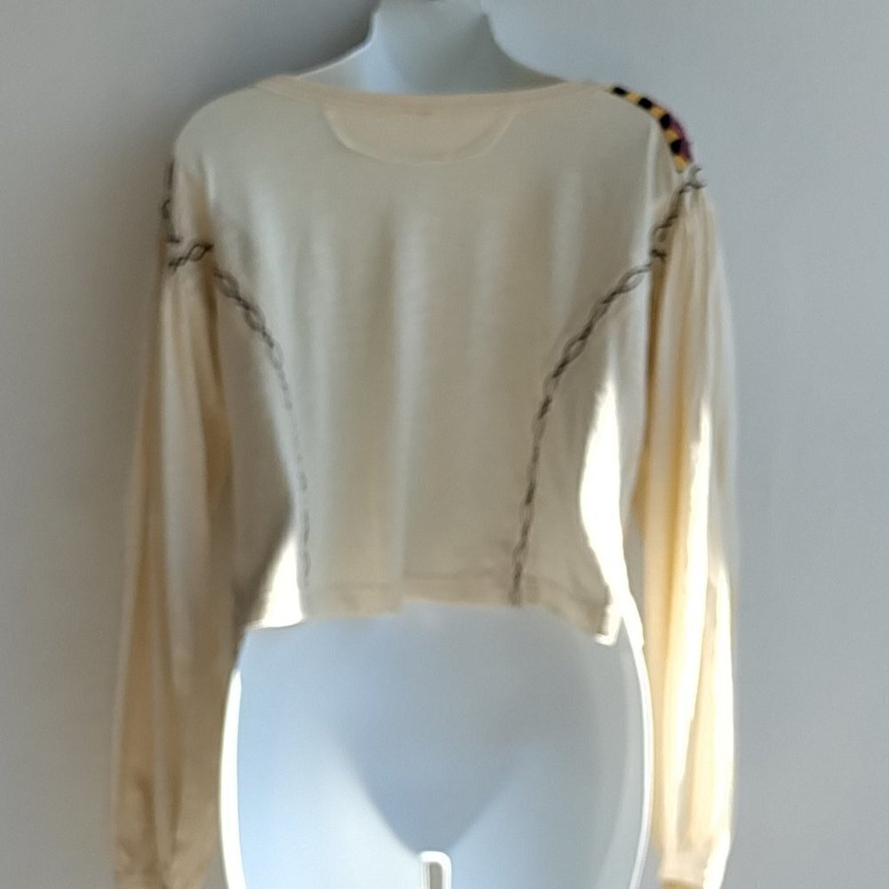 Free People Womens Top Hand Me Down Cropped Embroidered Size XS New - Picture 2 of 4